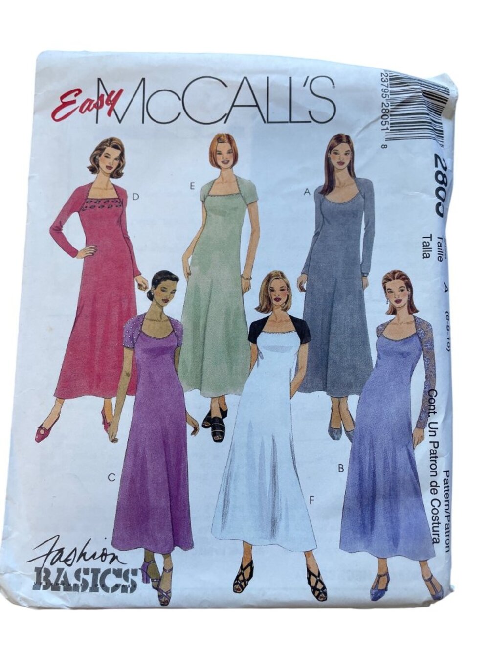 McCalls 2805 Sewing Pattern Sizes 6-8-10 Misses Petite Dress Vintage 2000 CUT